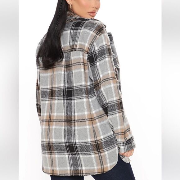 Penelope Plaid Shirt Jacket - Grey/Combo - Picture 3 of 4